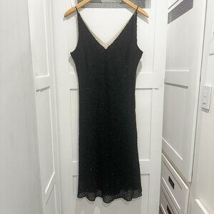 Vintage Jkara Midi Dress Glass Beaded Sexy LBD Evening Gown Wedding Prom
